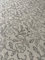 Block Print Handloom Linen Fabric Heavy Linen Fabric, upholstery fabric,pillowcases, home decor black out linen flower - Rohiyaan